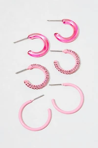 Lola Mixed Style Pink Hoop Earring Set