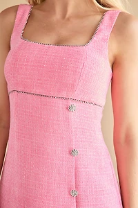 Sheryl Crystal Embellished Soft Tweed Mini Dress