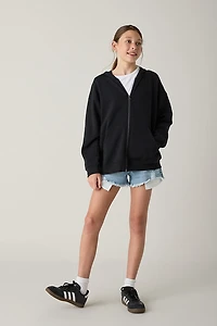 Hello Franki Kaitlin Solid Oversized Zip Hoodie for Girls