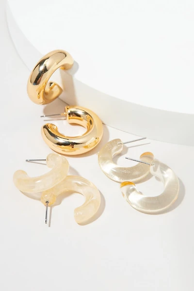 Jo Mix Style And Pattern Thick Hoop Earring Set