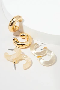 Jo Mix Style And Pattern Thick Hoop Earring Set