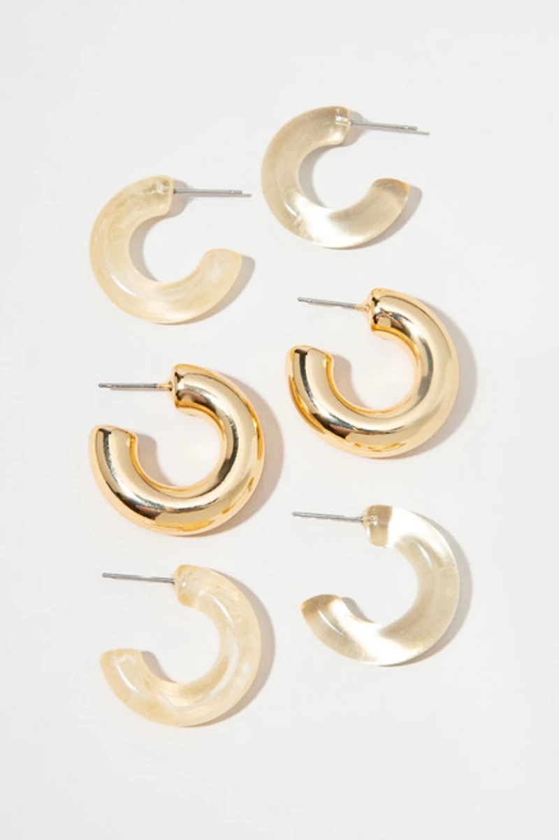 Jo Mix Style And Pattern Thick Hoop Earring Set