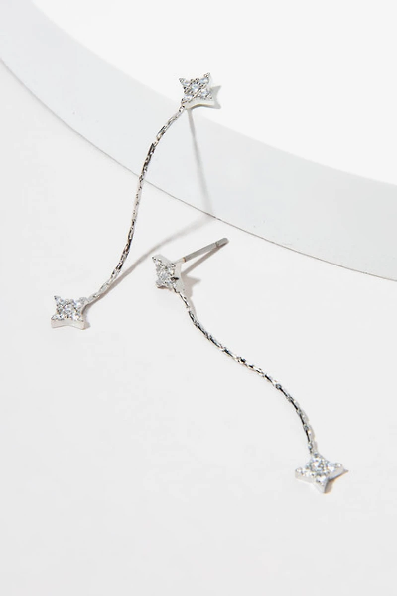 Kelsey Celestial Delicate Crystal Linear Drop Earrings
