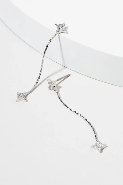 Kelsey Celestial Delicate Crystal Linear Drop Earrings