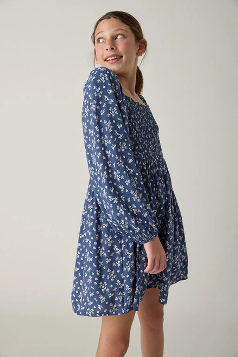 Hello Franki Katherine Long Sleeve Smocked Floral Dress for Girls
