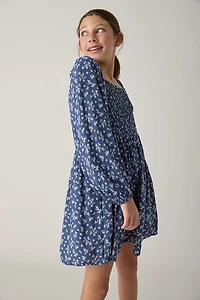 Hello Franki Katherine Long Sleeve Smocked Floral Dress for Girls