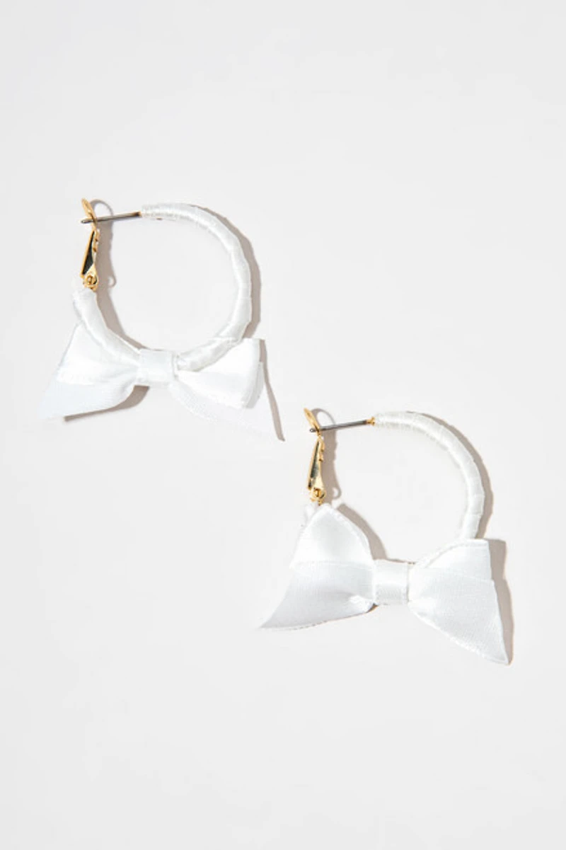 Bonnie Satin Bow Wrap On Gold Hoop Earrings
