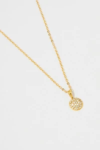 Alice Stainless Steel Pave Coin Pendant Necklace