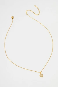 Alice Stainless Steel Pave Coin Pendant Necklace