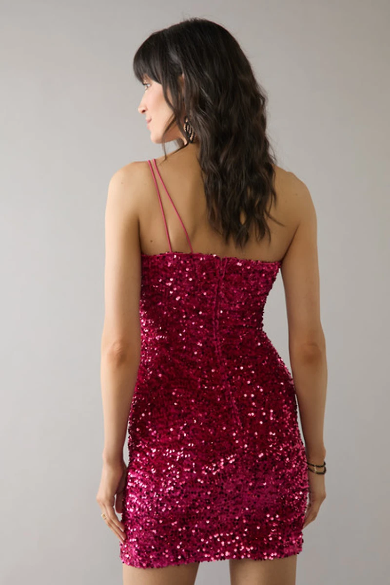 Giselle One Shoulder Sequin Mini Dress