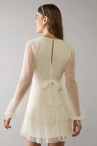 Heather Tiered Bow Back Shimmer Mini Dress