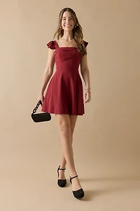 Cristina Bow Back Flutter Shoulder Mini Dress