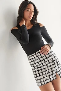Marla Rib Knit Cold Shoulder Long Sleeve Bodysuit