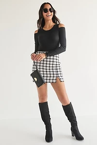 Marla Rib Knit Cold Shoulder Long Sleeve Bodysuit