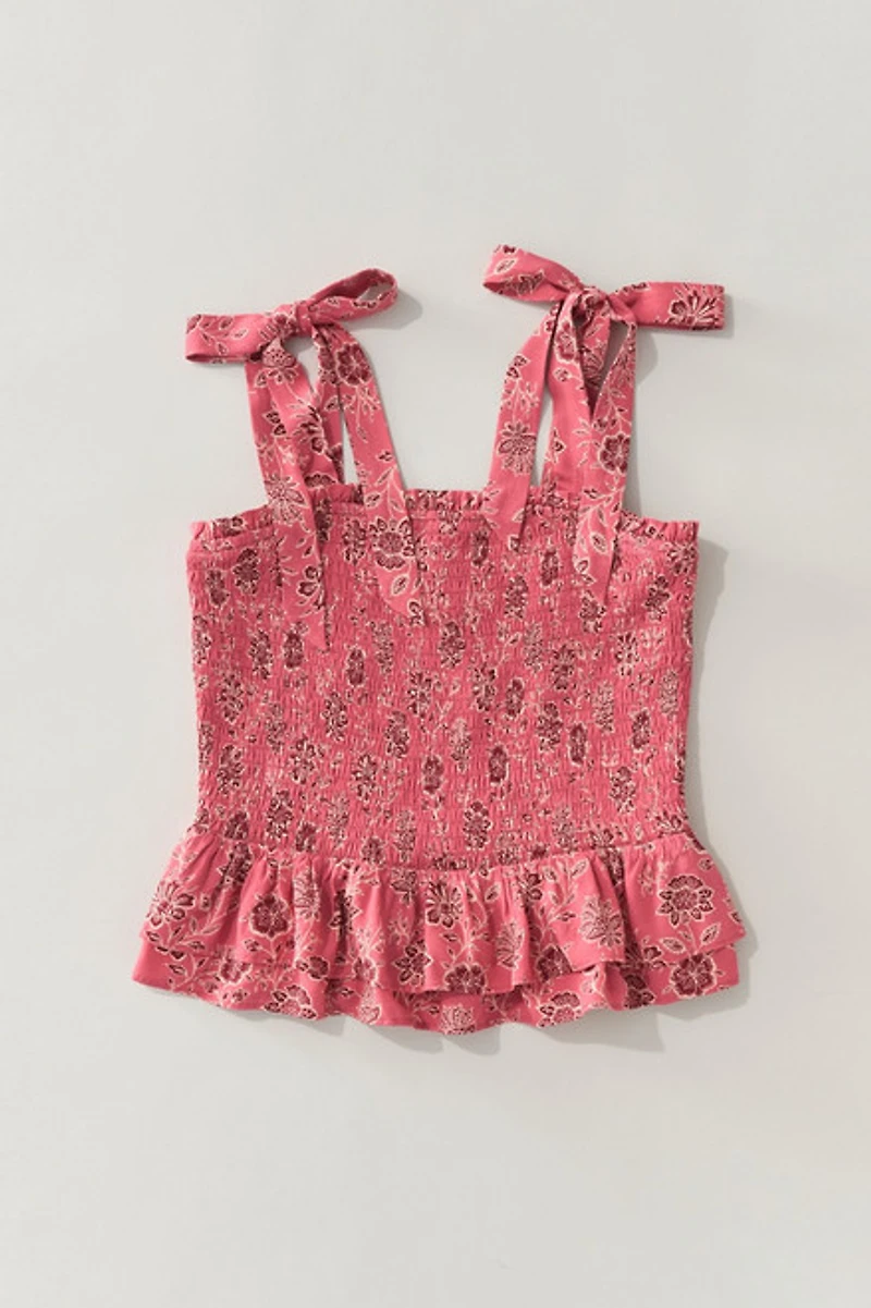Hello Franki Smocked Tie Shoulder Blouse for girls