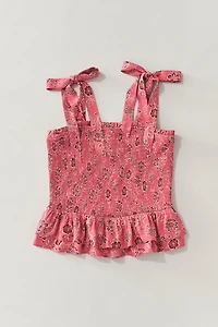 Hello Franki Smocked Tie Shoulder Blouse for girls