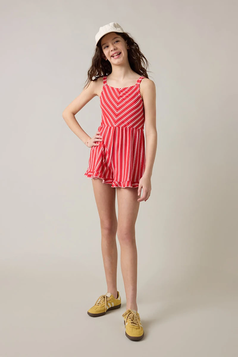 Hello Franki Sleeveless Striped Romper for girls