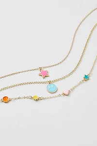 Hello Franki Neck Enamel Icon Necklace Set for girls