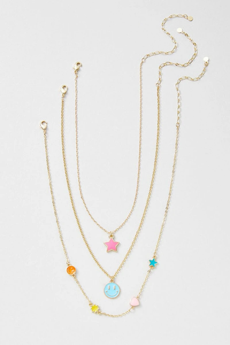 Hello Franki Neck Enamel Icon Necklace Set for girls