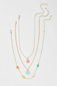 Hello Franki Neck Enamel Icon Necklace Set for girls