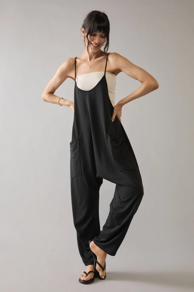 Jana Front Pocket Spaghetti Strap Lounge Jumpsuit