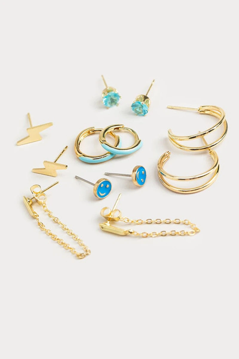 Hello Franki 6Pk Blue Earring Set for girls