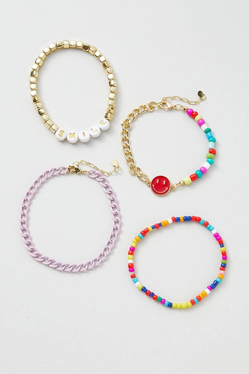 Hello Franki 4 Pack Multi Smile Bracelet Set for girls