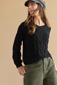 Cherry Oversized Chenille Cable Pattern Pullover