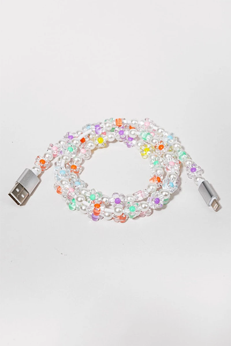 Brenda Pearl Flower Beaded Phone Cable