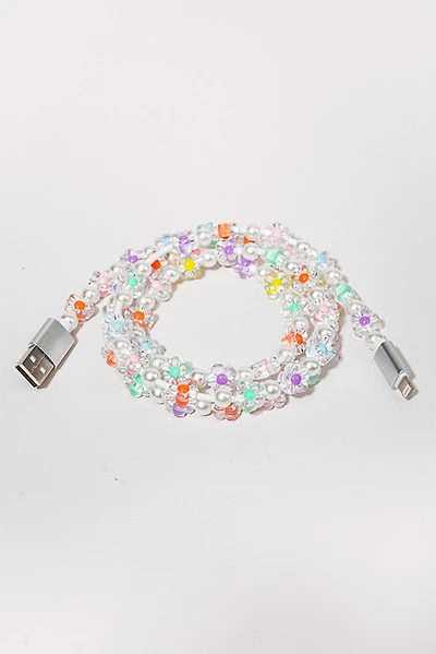 Brenda Pearl Flower Beaded Phone Cable