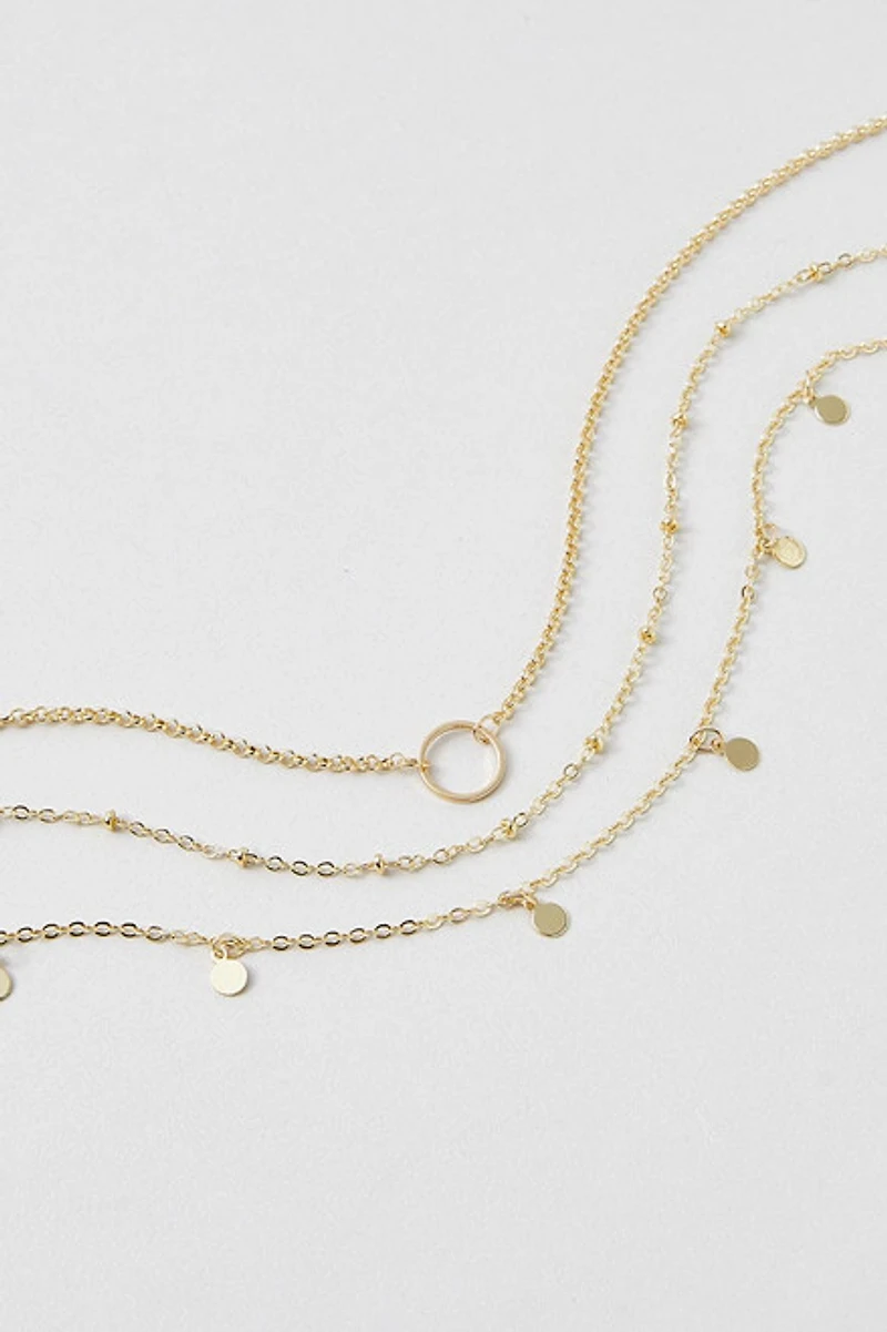 Hello Franki Circle Pendant Chain Gold Necklace Set for girls