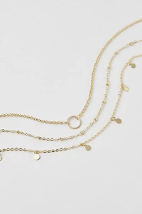 Hello Franki Circle Pendant Chain Gold Necklace Set for girls