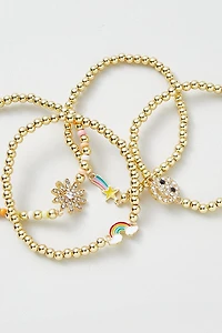 Hello Franki 4 Pk Gold Bead Icon Bracelet Set for girls