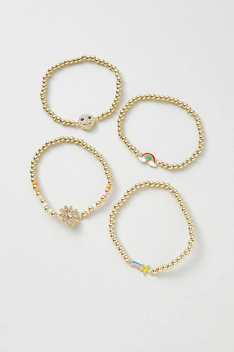 Hello Franki 4 Pk Gold Bead Icon Bracelet Set for girls