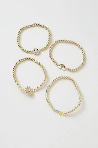 Hello Franki 4 Pk Gold Bead Icon Bracelet Set for girls