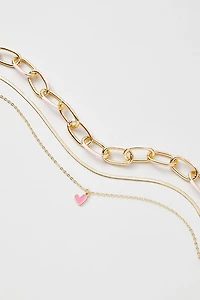 Hello Franki Enamel And Snake Chain Neclace Set for girls