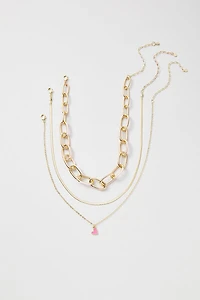 Hello Franki Enamel And Snake Chain Neclace Set for girls