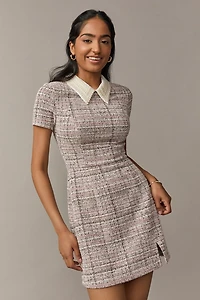 Liz Pearl Embellished Collar Tweed Mini Dress