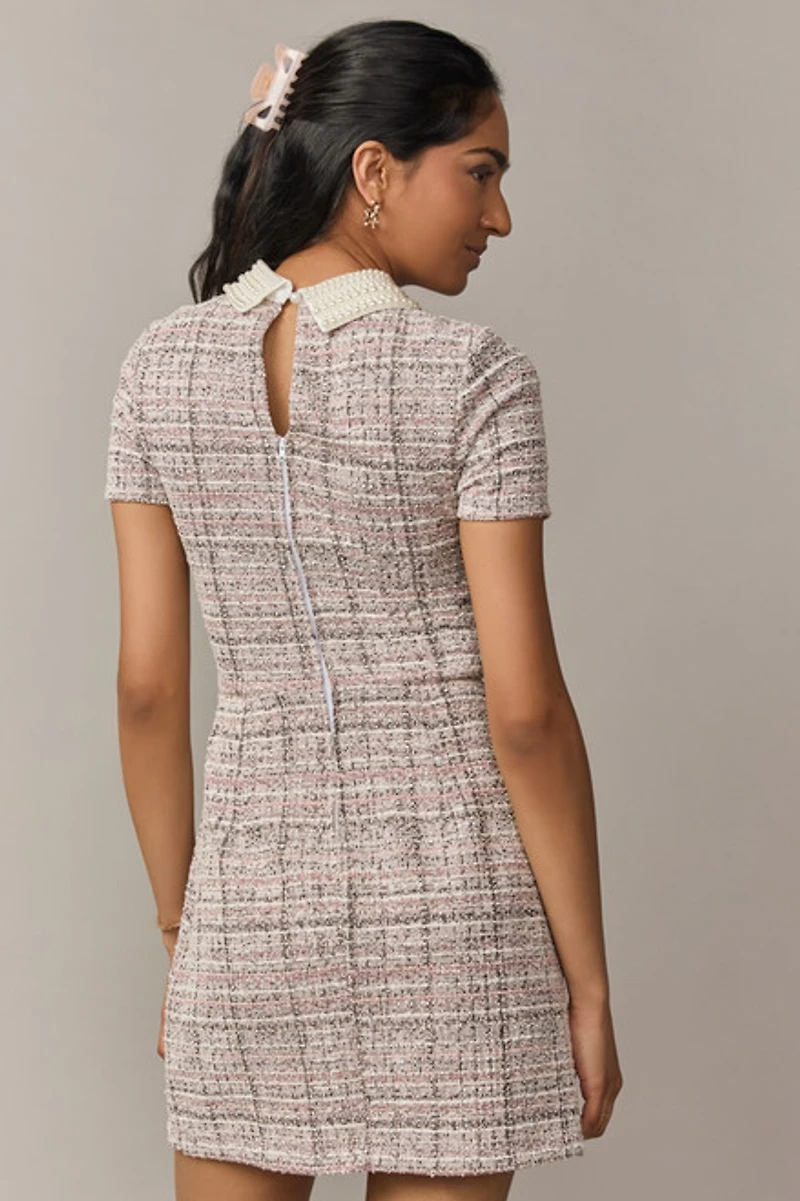 Liz Pearl Embellished Collar Tweed Mini Dress