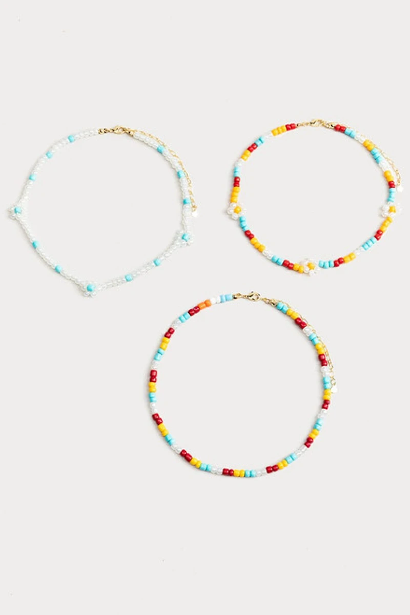 Hello Franki Daisy Seed Bead Necklace Set for girls