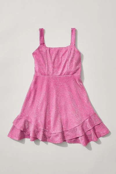 Hello Franki Sleeveless Pink Shimmer Bow Back Dress for girls
