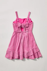 Hello Franki Sleeveless Pink Shimmer Bow Back Dress for girls