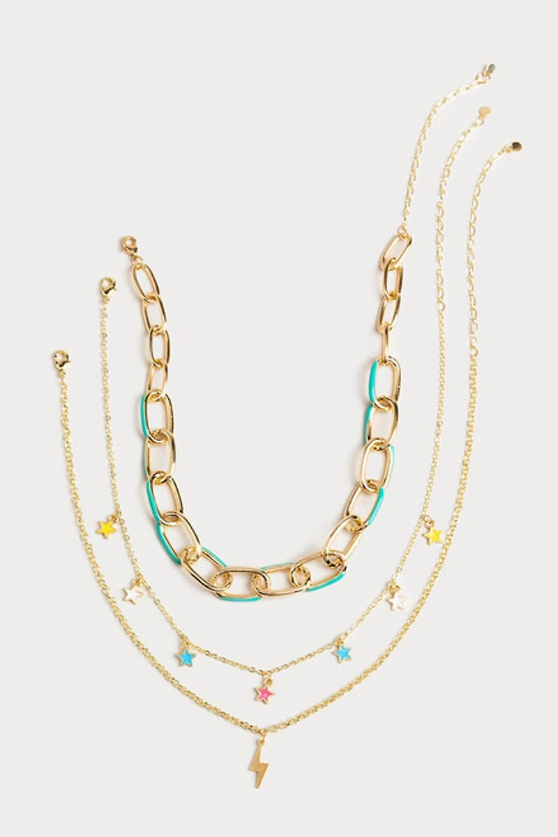 Hello Franki Star Enamel And Chain for girls