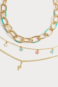 Hello Franki Star Enamel And Chain for girls