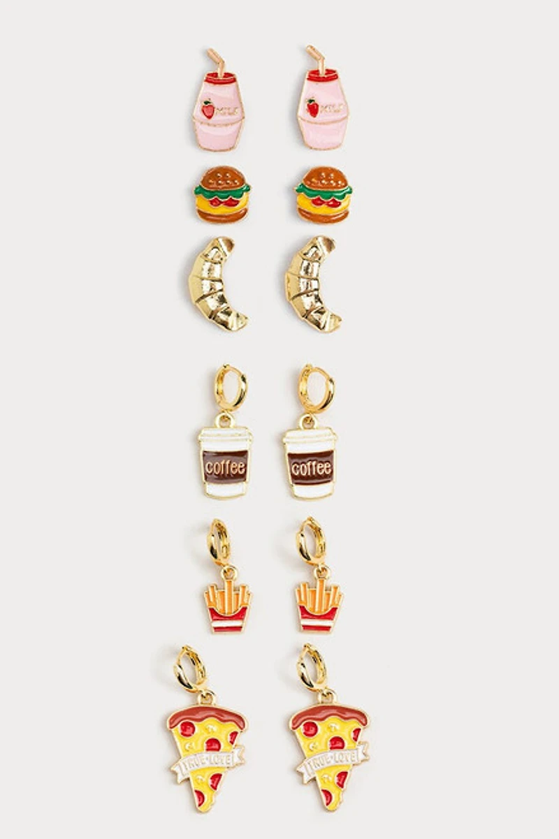 Hello Franki 6Pk Food Icon Earring Set for girls