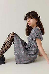 Hello Franki Puff Sleeve Bow Print Peasant Dress for girls
