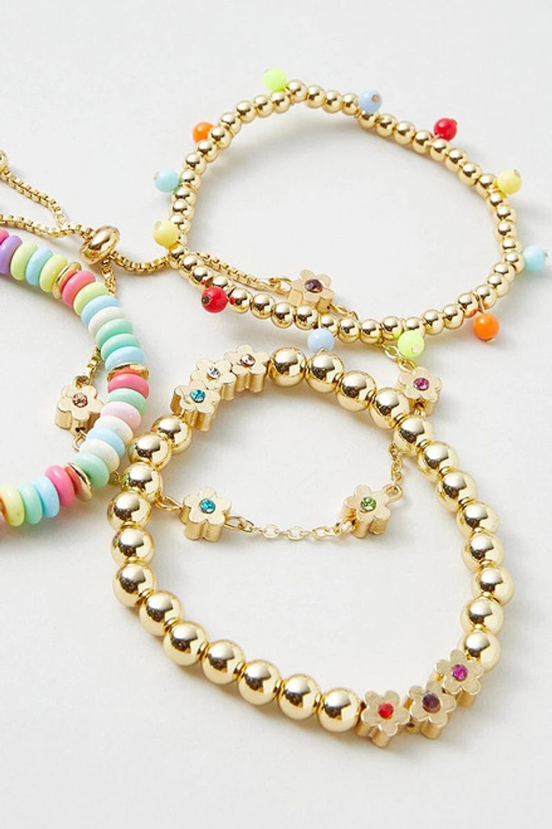 Hello Franki Multi Gold Flower Bracelet Set for girls