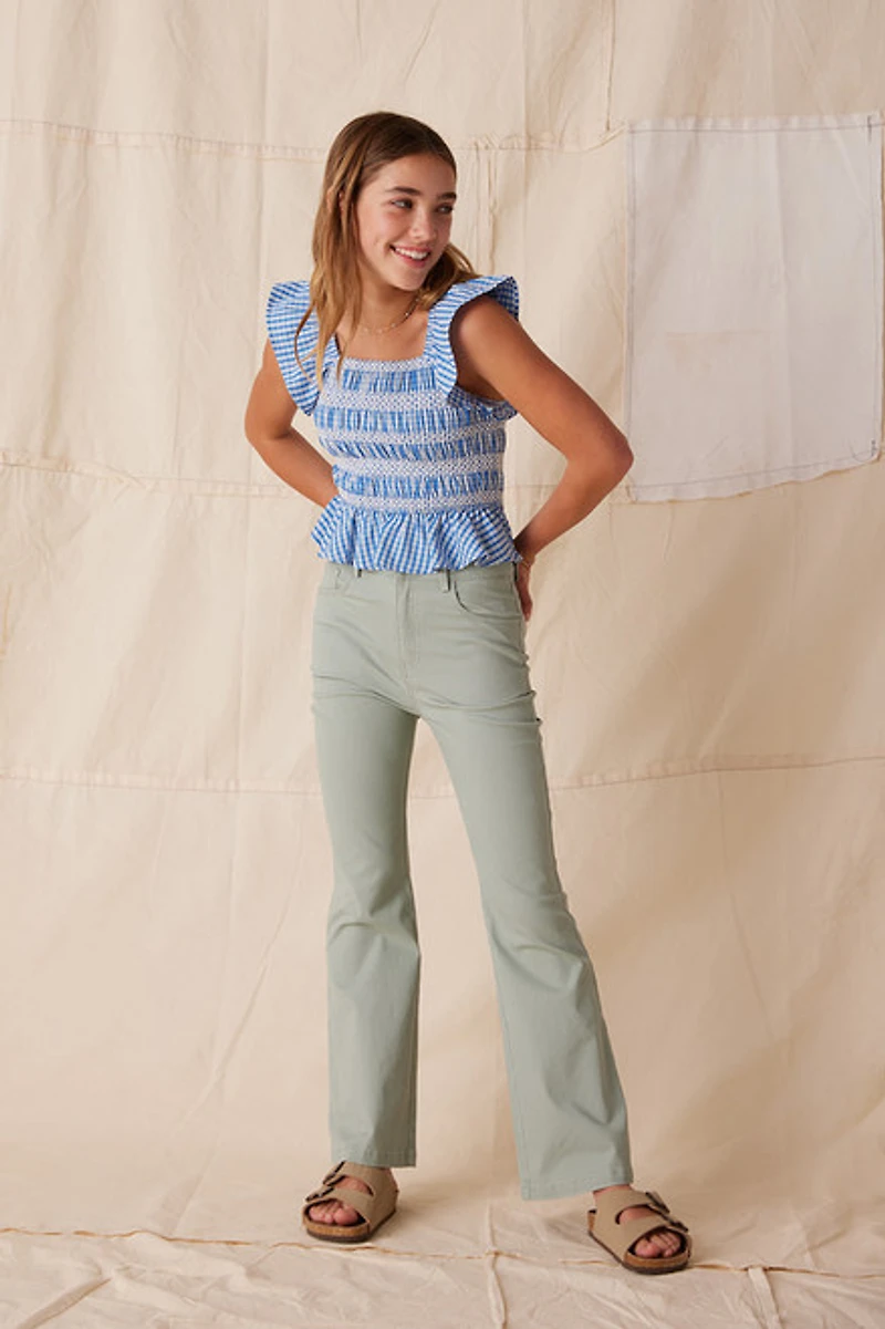 Hello Franki Flutter Sleeve Smocked Gingham Blouse for girls