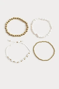 Hello Franki Pearl And Gold Basic Bracelet Set for girls