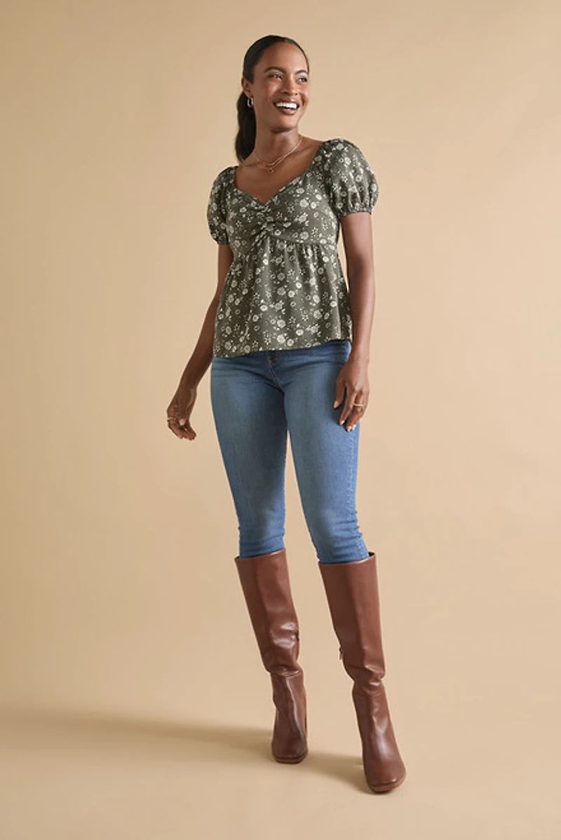 Lily Cinch Front Floral Blouse